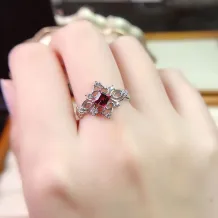 S925 Silver 18K Gold Lace Ring Mount 4x4mm Square Gemstones