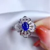 S925 Silver 18K Gold Luxury Ring Mount 4x5mm Red/Blue Gemstones