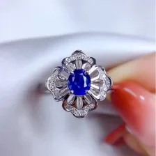 S925 Silver 18K Gold Luxury Ring Mount 4x5mm Red/Blue Gemstones