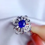 S925 Silver 18K Gold Luxury Ring Mount 4x5mm Red/Blue Gemstones