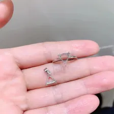 S925 Silver 18K Gold Prong Ring 6x6mm & Pendant 7x7mm Crystal DIY