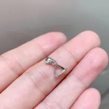 S925 Silver 18K Gold Prong Ring 6x6mm &amp; Pendant 7x7mm Crystal DIY