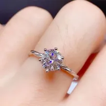 S925 Silver 18K Gold Twist Ring Mount 6.5mm Round Moissanite