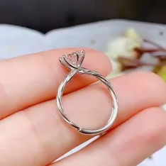 S925 Silver 18K Gold Twist Ring Mount 6.5mm Round Moissanite