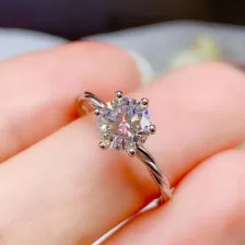 S925 Silver 18K Gold Twist Ring Mount 6.5mm Round Moissanite