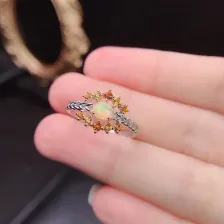 S925 Silver 18K Gold Unique Ring Mount 4x5mm Oval Color Stones