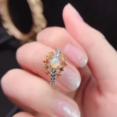 S925 Silver 18K Gold Unique Ring Mount 4x5mm Oval Color Stones