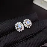 S925 Sterling Silver 18K Gold Plated Jewelry Set Ring/Pendant/Earrings for 4x6mm Oval Gemstones